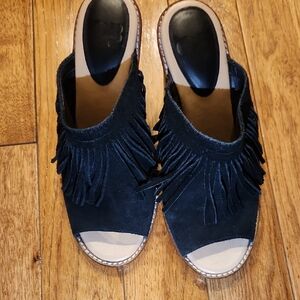 Giani Bernini Black Fringe Suede Mules Size 7.5